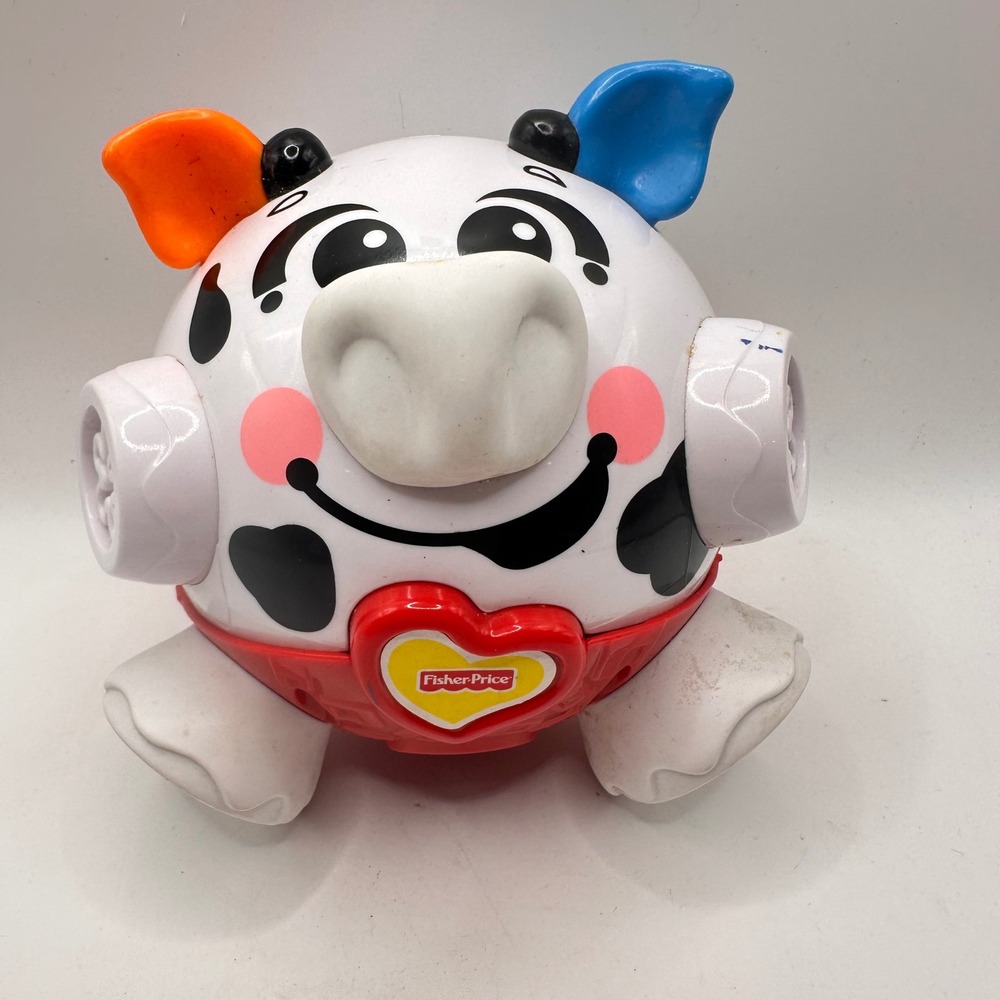 Fisher-Price G8370 Laugh & Learn Learning Cow White Black Spots 2005 Mattel Toy